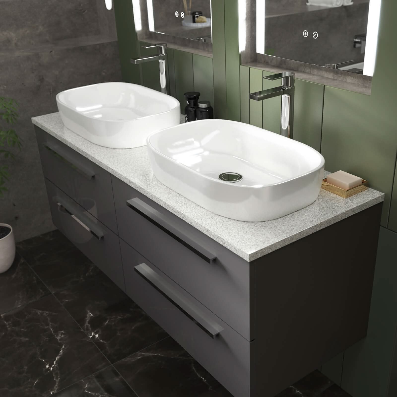 Serenity 	Round Countertop Basin - 565mm Wide - White