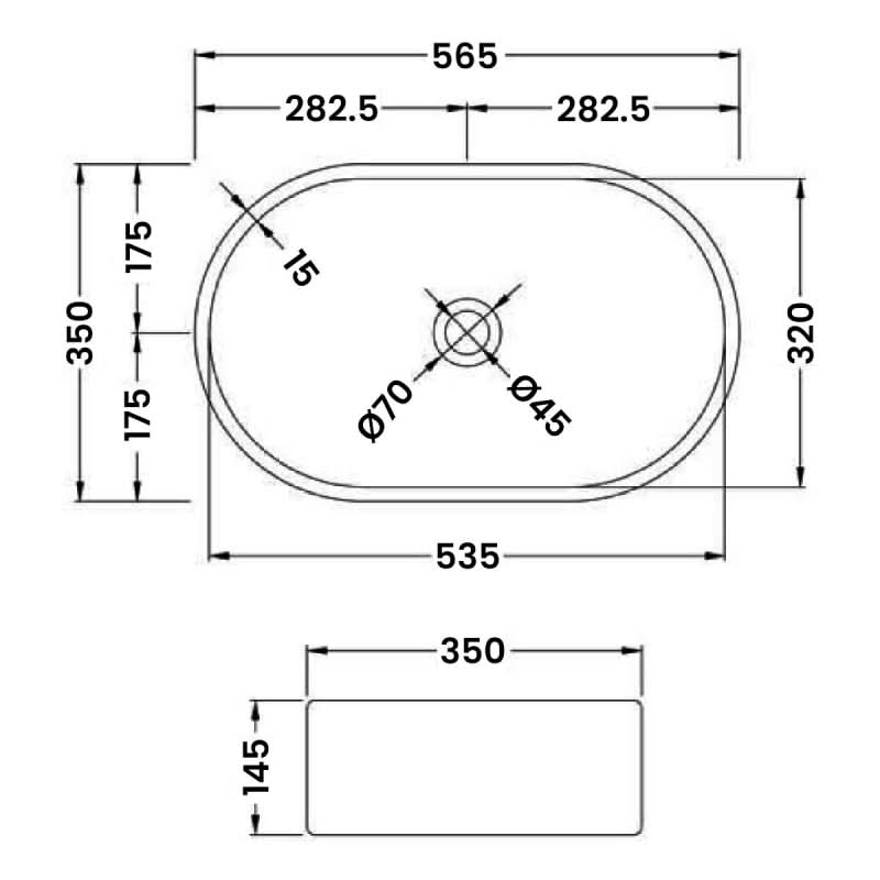 Serenity 	Round Countertop Basin - 565mm Wide - White