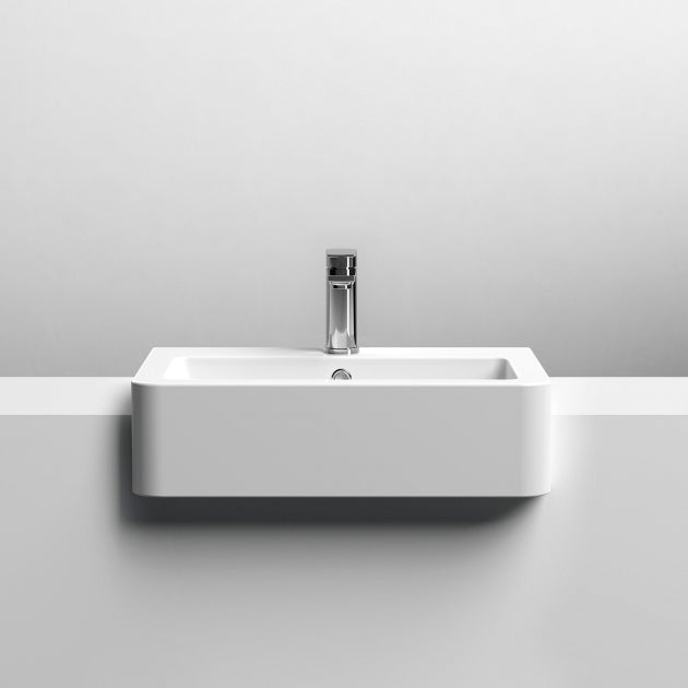 Serenity Rectangle Semi Recessed Basin - 570mm Wide - 1 TH - White