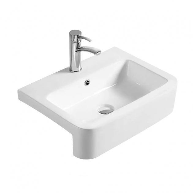 Serenity Rectangle Semi Recessed Basin - 570mm Wide - 1 TH - White