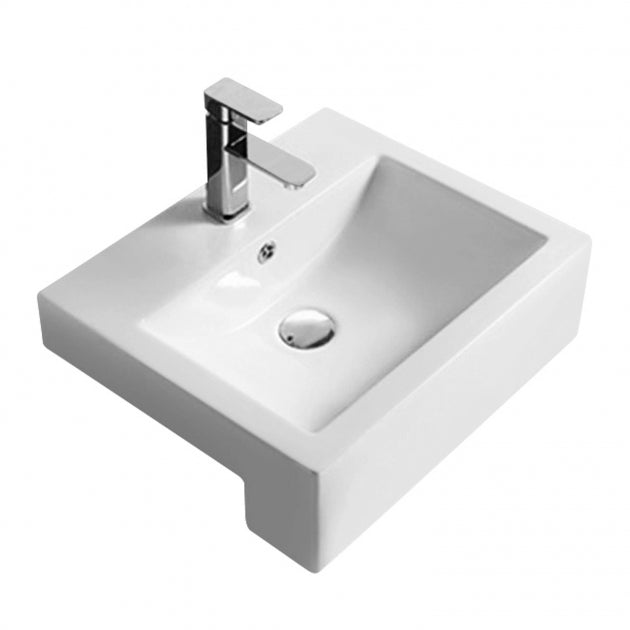 Serenity Rectangle Semi Recessed Basin - 530mm Wide - 1 TH - White
