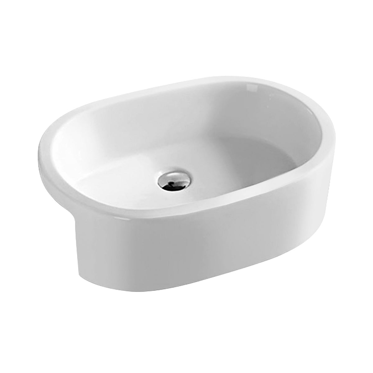 Serenity Oval Semi Recessed Basin - 570mm Wide - White