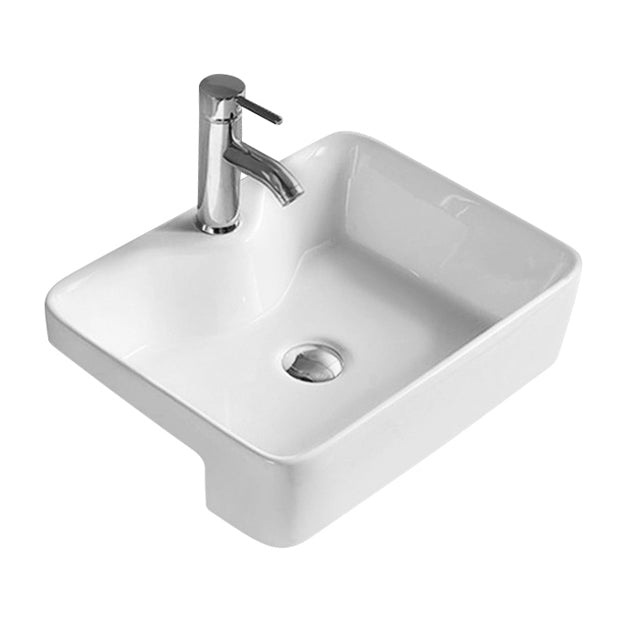 Forest Rectangle Semi Recessed Basin - 480mm Wide - 1 TH - White