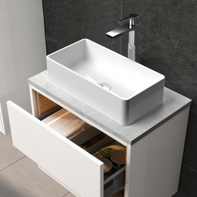 Serenity Rectangular Countertop Basin - 465mm Wide - White