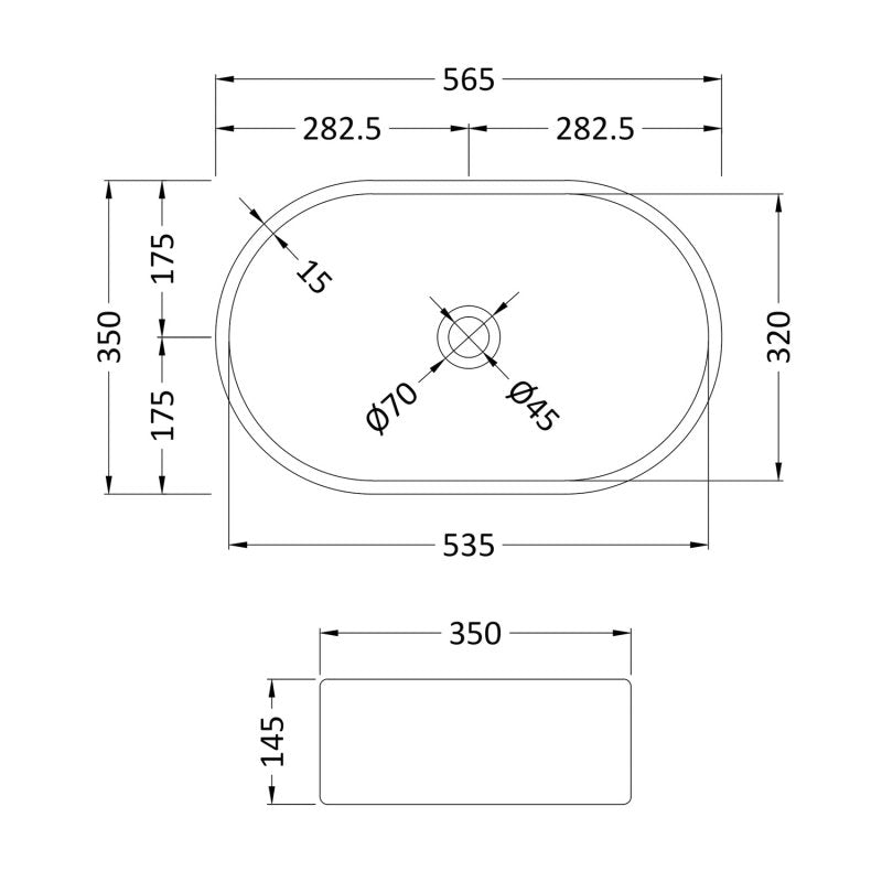 Serenity Oval Sit-On Countertop Basin - 565mm Wide