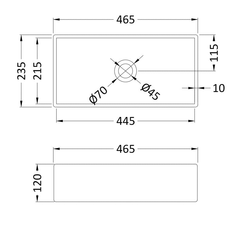 Serenity Rectangular Countertop Basin - 465mm Wide