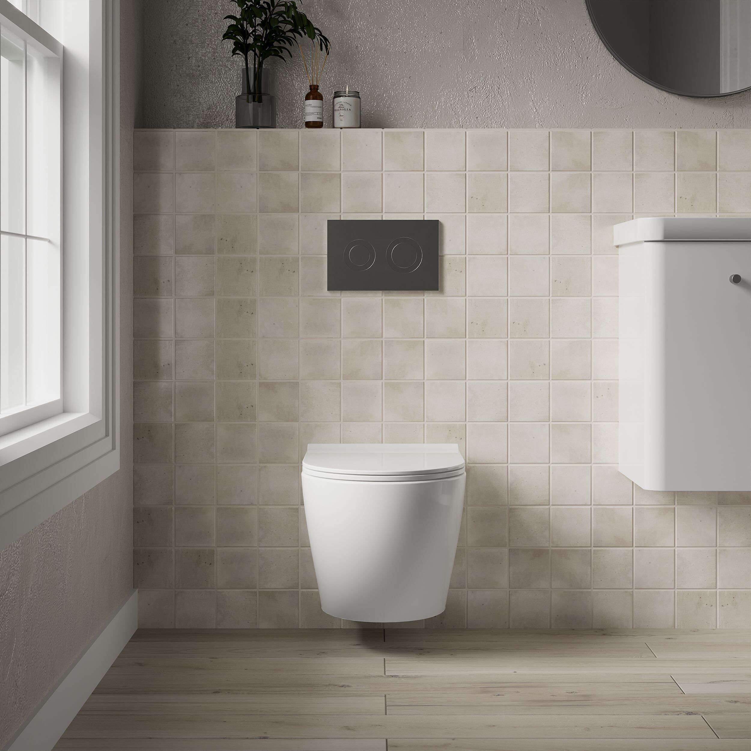 Sigma Rimless Wall Hung Toilet with Slim Sandwich Soft Close Seat - White