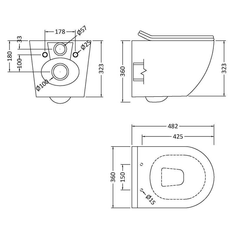 Sigma Rimless Wall Hung Toilet with Slim Sandwich Soft Close Seat - White