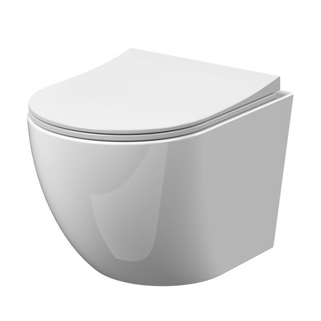 Sigma Rimless Wall Hung Toilet with Slim Sandwich Soft Close Seat - White