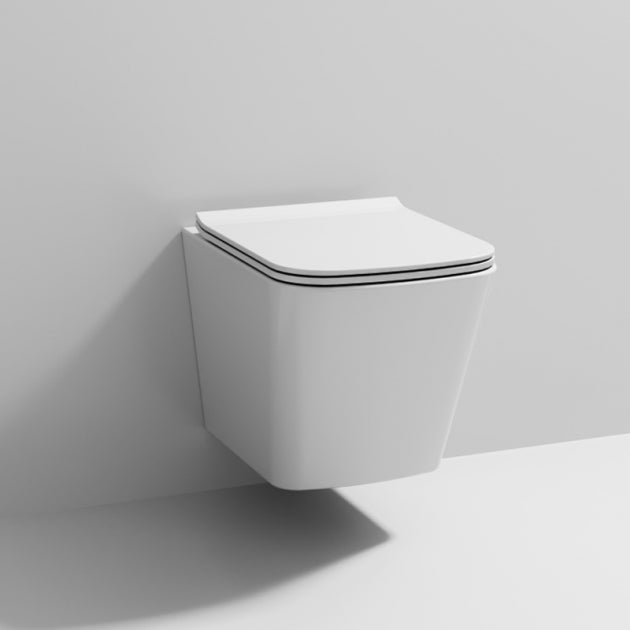 Muse Modern Wall Hung Toilet with Slim Sandwich Soft Close Seat - White