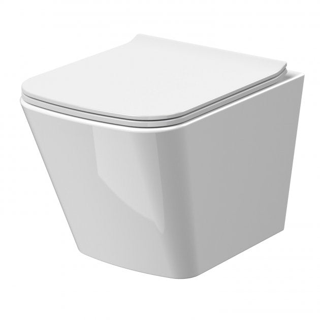 Muse Modern Wall Hung Toilet with Slim Sandwich Soft Close Seat - White
