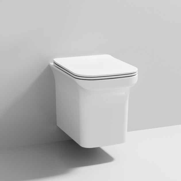 Reed Modern Wall Hung Toilet with Soft Close Seat - White