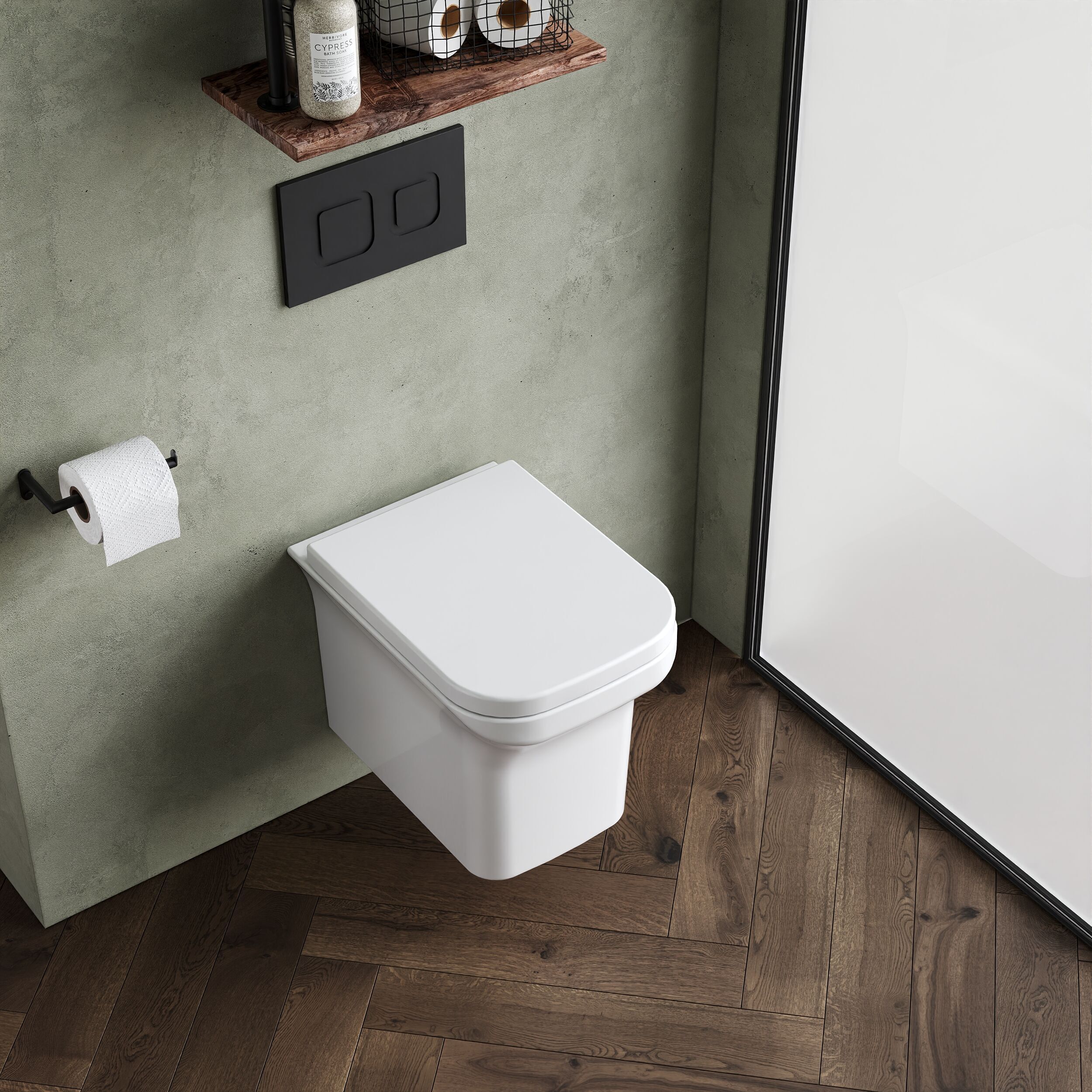 Reed Modern Wall Hung Toilet with Soft Close Seat - White