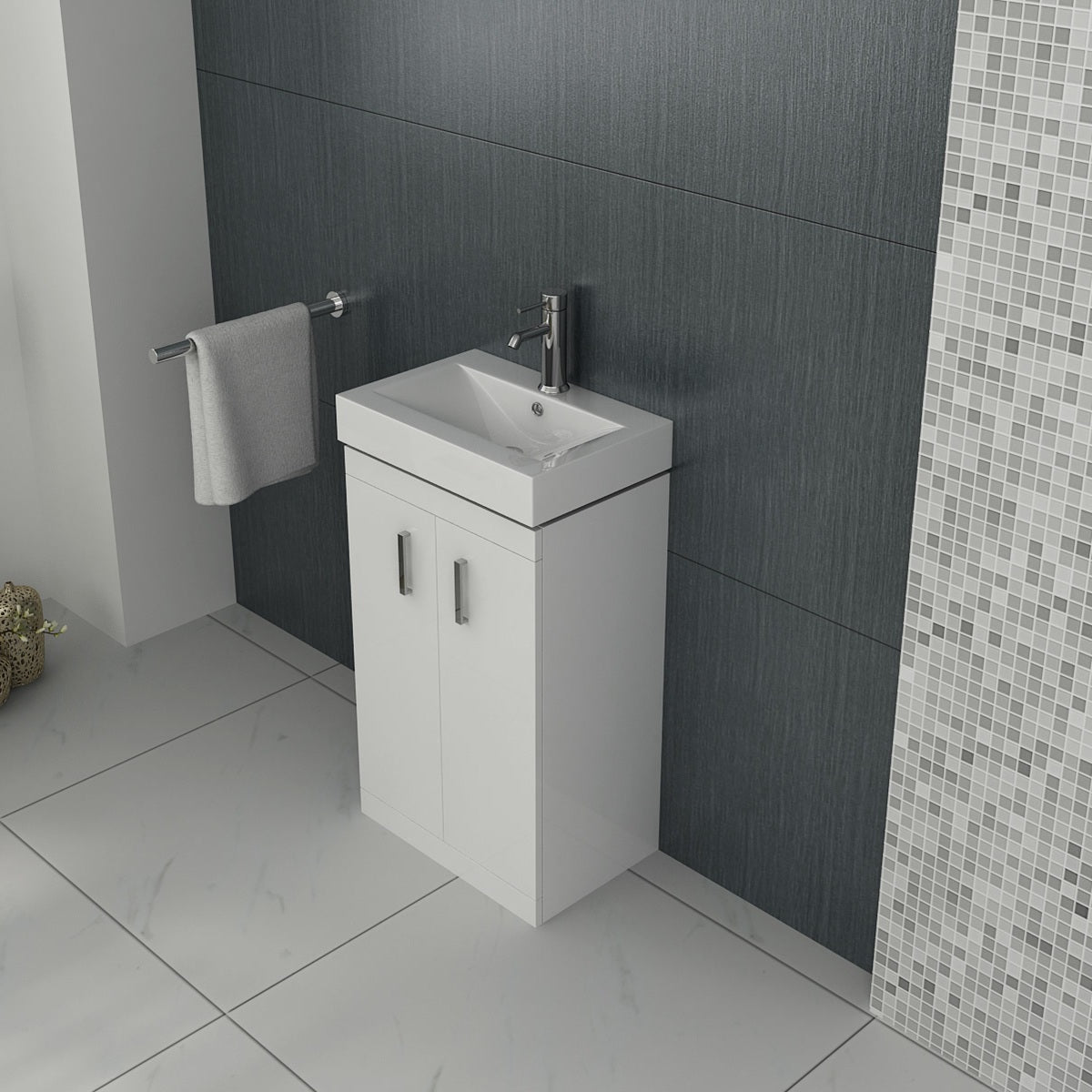 VeeBath Tera 450mm 2 Door Cloakroom Floorstanding Vanity Unit With Basin