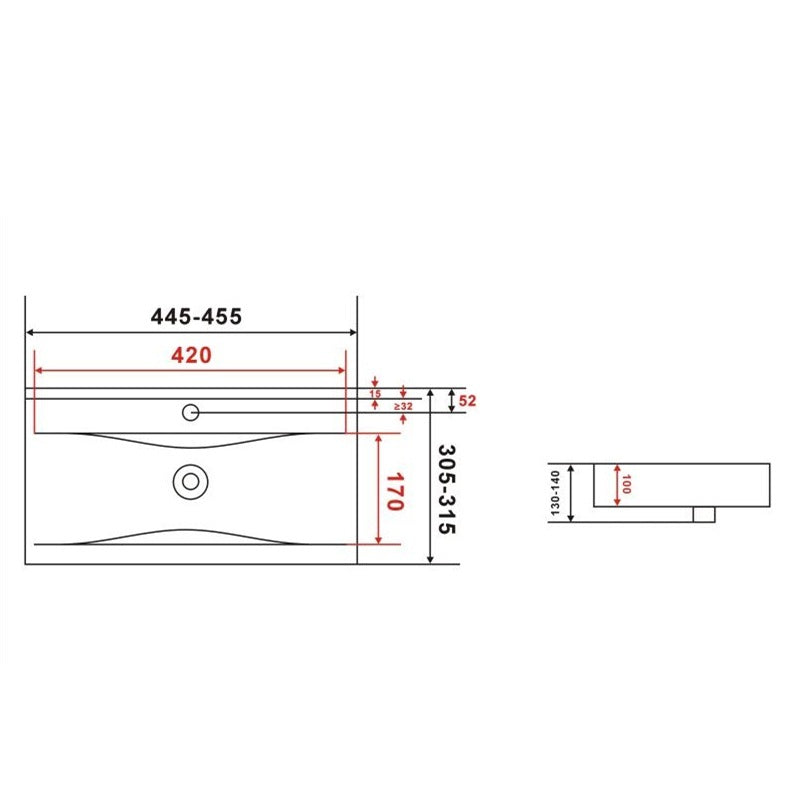 VeeBath Tera 450mm 2 Door Cloakroom Floorstanding Vanity Unit With Basin