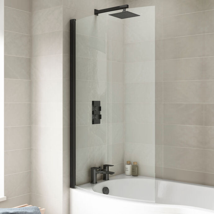 Curved P Bath Screen - 1430 x 715mm - 6mm Toughened Safety Glass