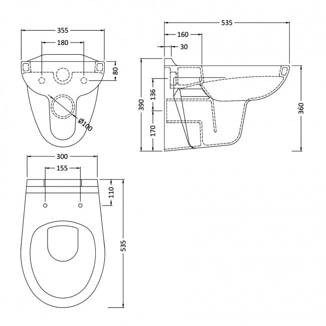 Sydney Modern Wall Hung Toilet with Soft Close Seat Options - White