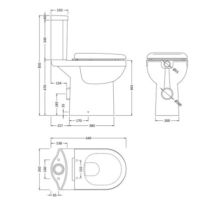 Liquid Comfort Height  Close Coupled Toilet with Push Button Cistern & Seat Options - White