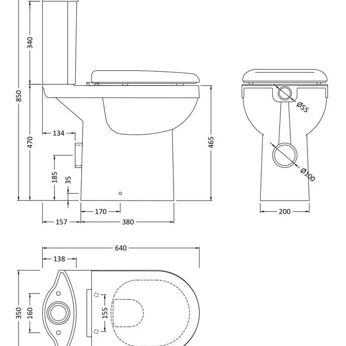 Ivo Comfort Height  Close Coupled Toilet with Push Button Cistern & Seat Options - White