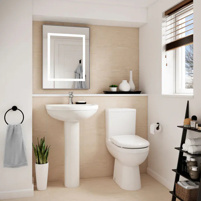 Ivo Comfort Height  Close Coupled Toilet with Push Button Cistern & Seat Options - White
