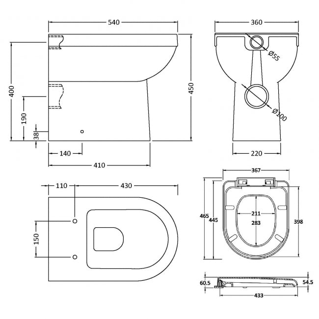 Liquid Comfort Height Back to Wall Toilet With Standard & Soft Close Seat Options - White