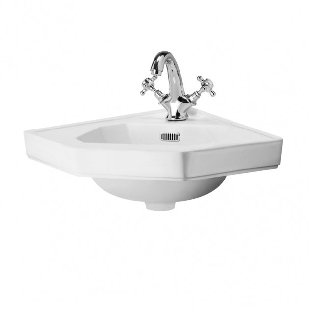 Classique Corner Wall Hung Basin - 600mm Wide - 1 TH - White