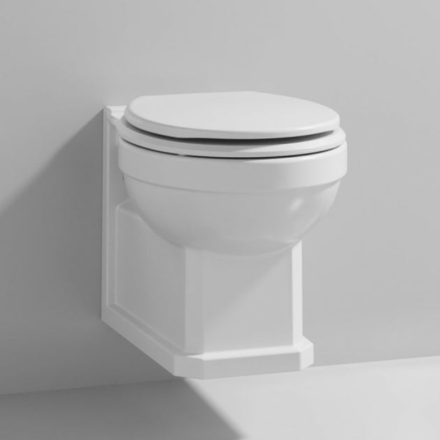 Hix Traditional Wall Hung Toilet With Seat Options - White