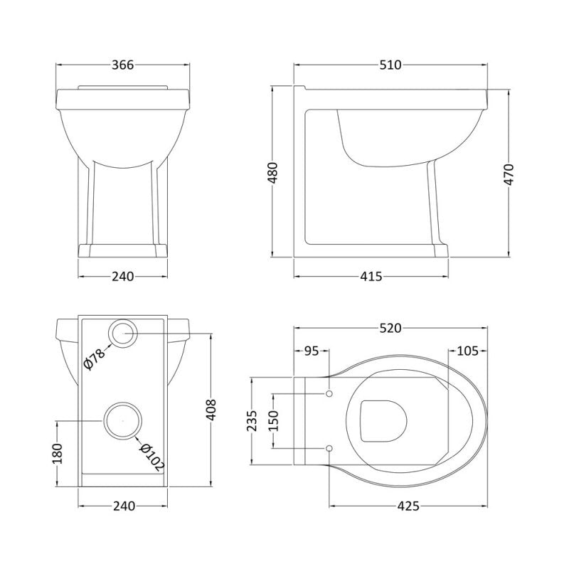 Classique Comfort Height Back to Wall Toilet with Standard & Soft Close Seat Options - White