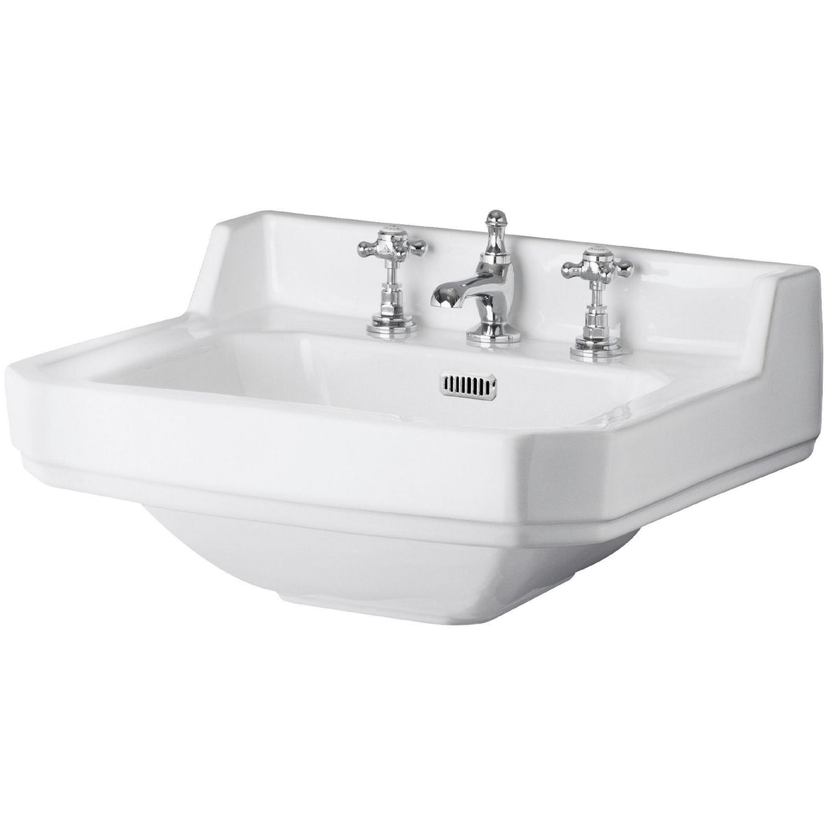 Classique Rectangular Basin With Washstand - White