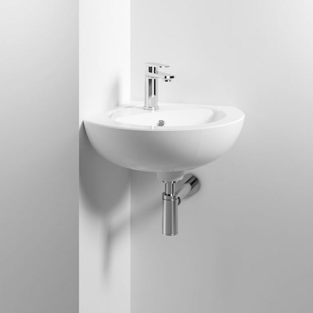 Sydney Corner Wall Hung Basin - 450mm Wide - 1 TH - White