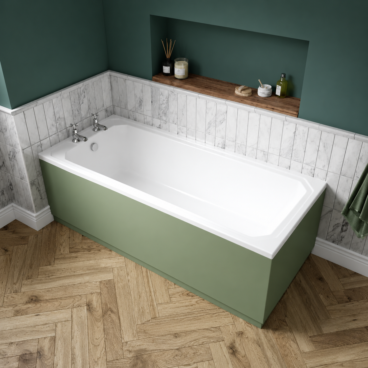 Metro Rectangular Single Ended Bath with Legs - White