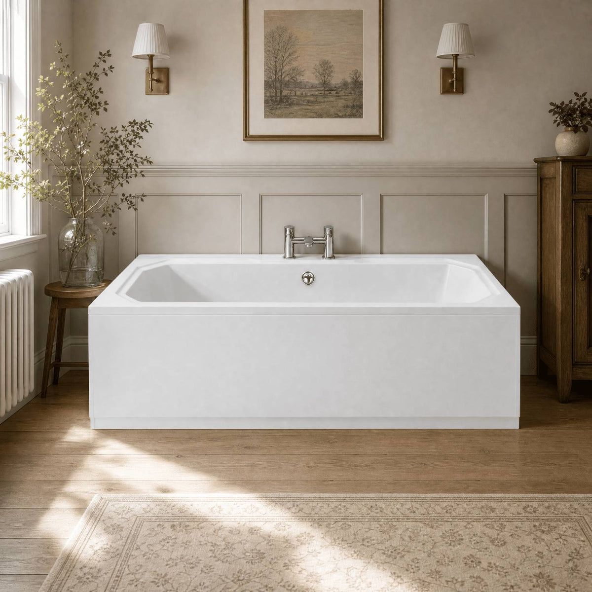 Elvora Rectangular Double Ended Bath With Legs - 1800mm x 800mm - White