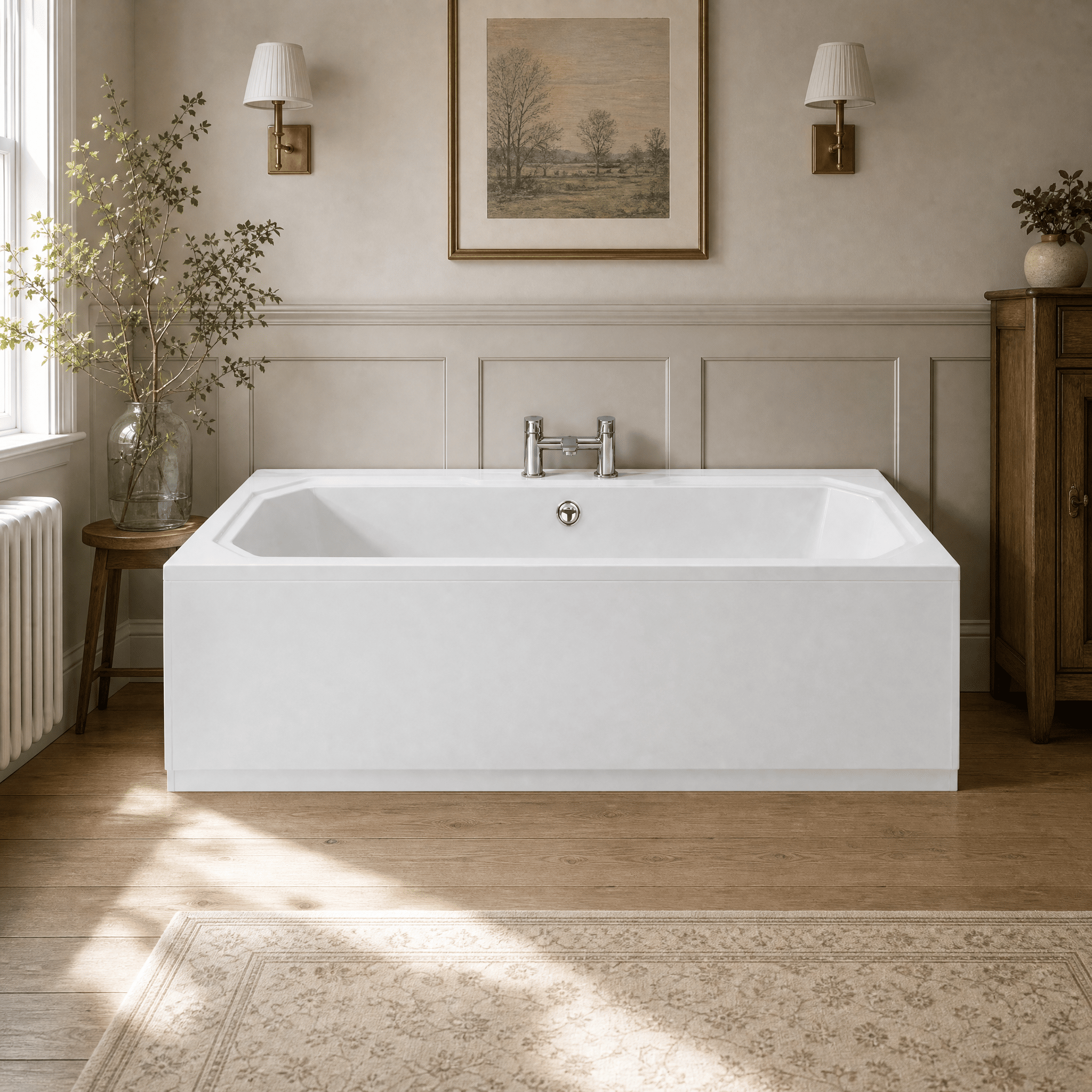 Elvora Rectangular Double Ended Bath With Legs - 1800mm x 800mm - White
