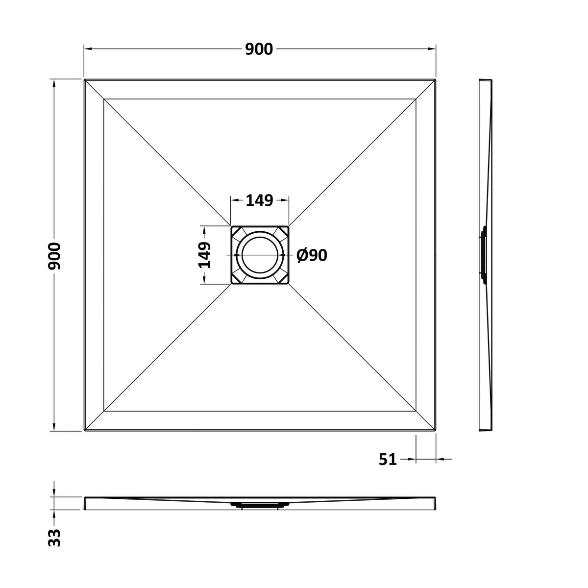 Bibe Slimline Square Shower Tray