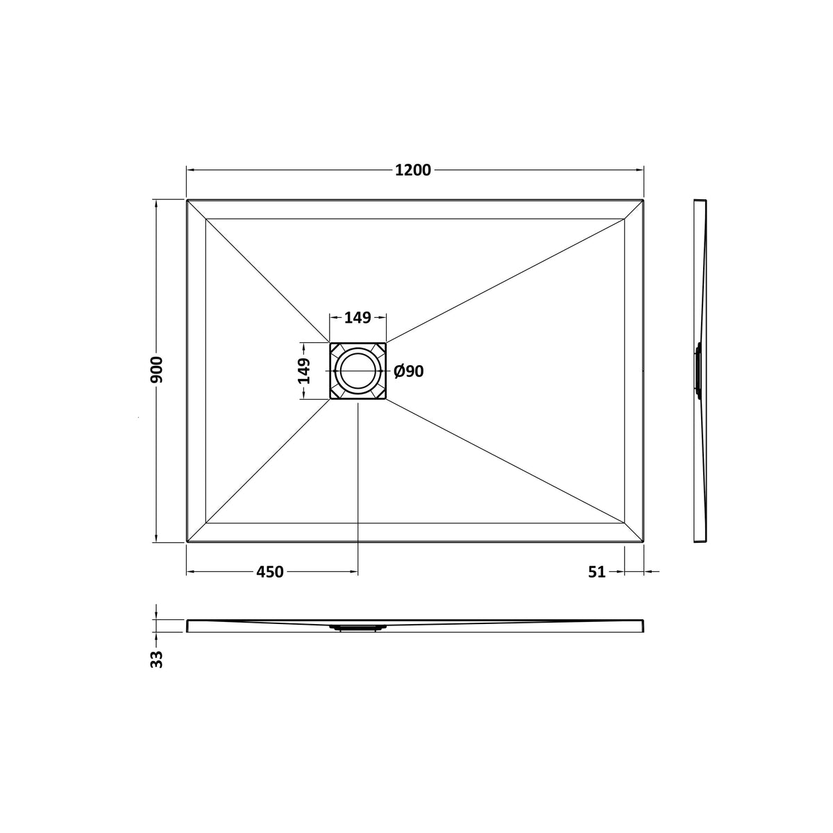 Bibe Slimline Rectangular Shower Tray