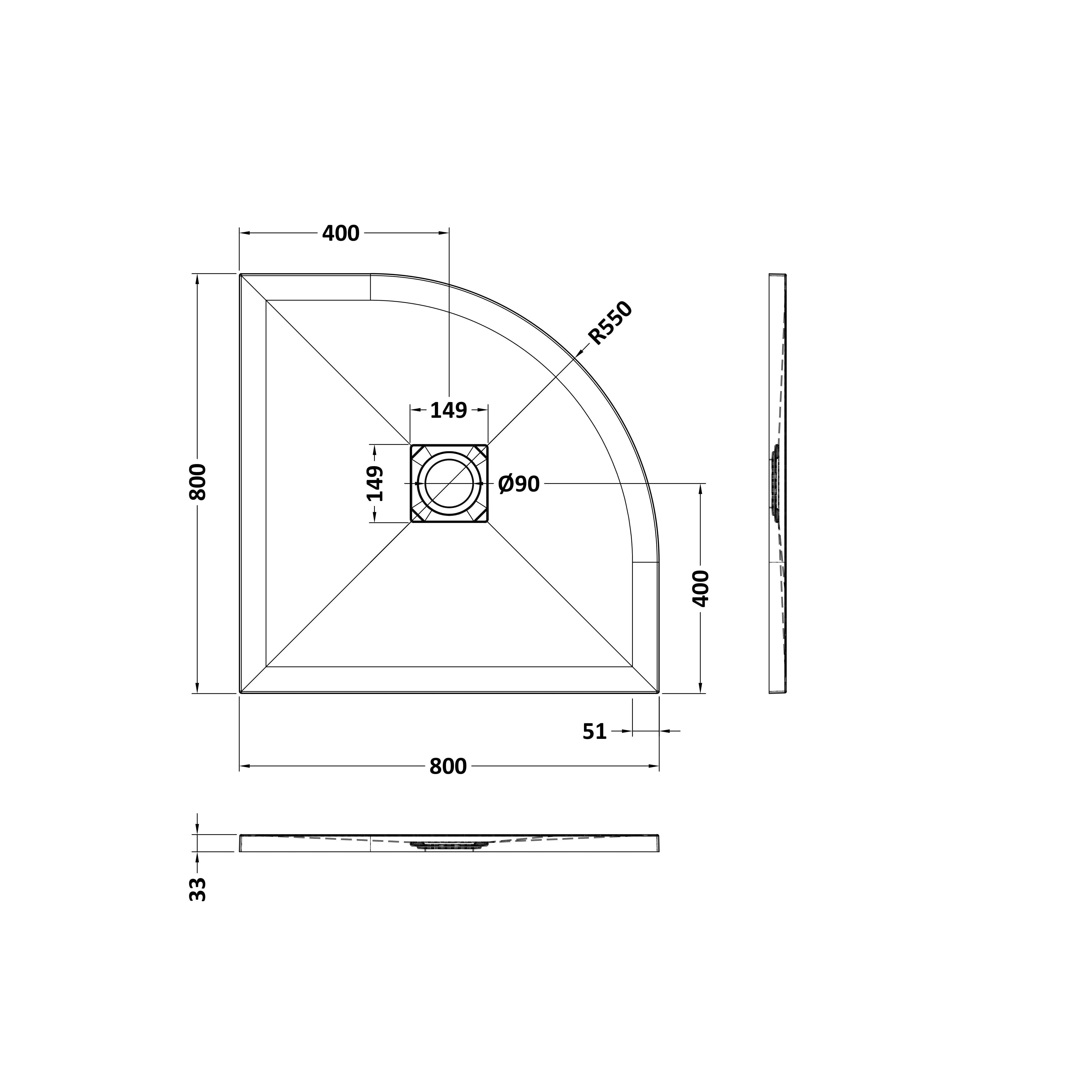 Bibe Slimline Quadrant Shower Tray