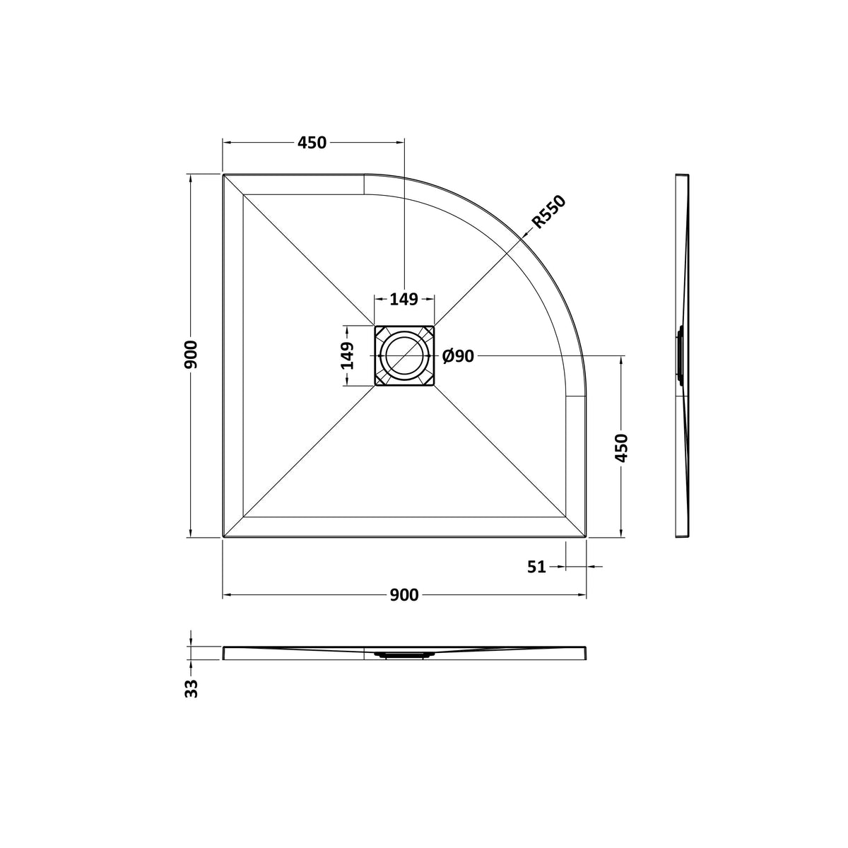 Bibe Slimline Quadrant Shower Tray