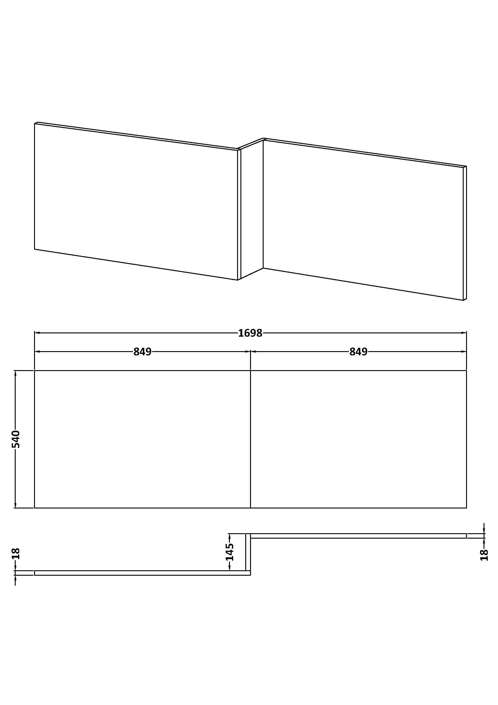 Kudos PVC Square Front Bath Side Panel - Gloss White