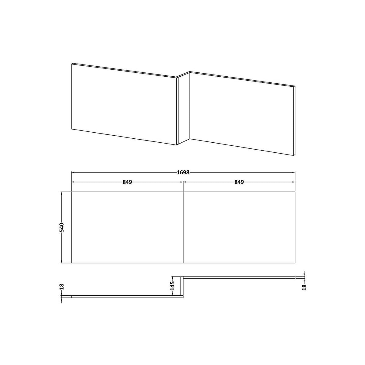 Kudos PVC L-Shaped Front Bath Panel - Gloss White