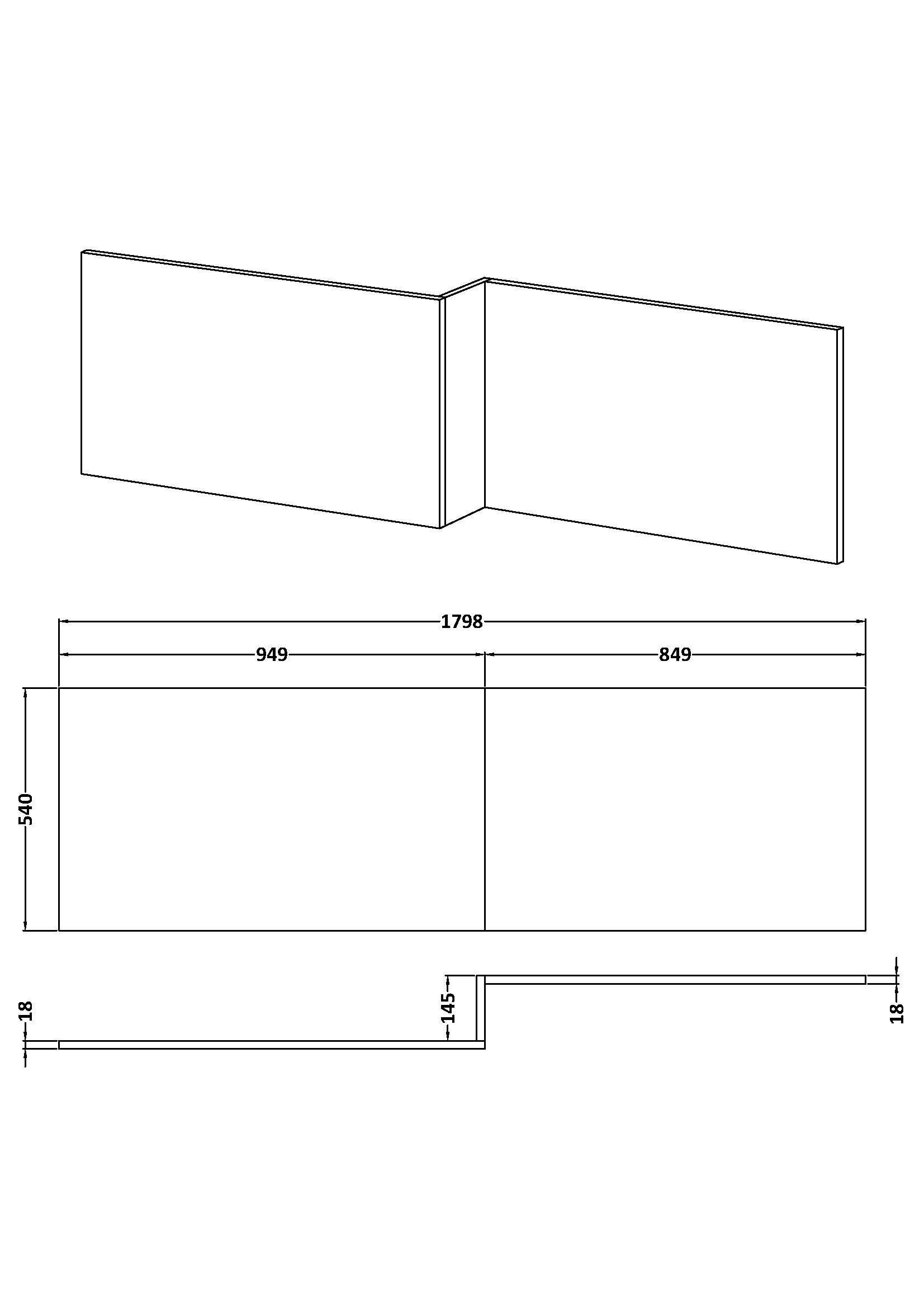 Kudos PVC Square Front Bath Side Panel - Gloss White