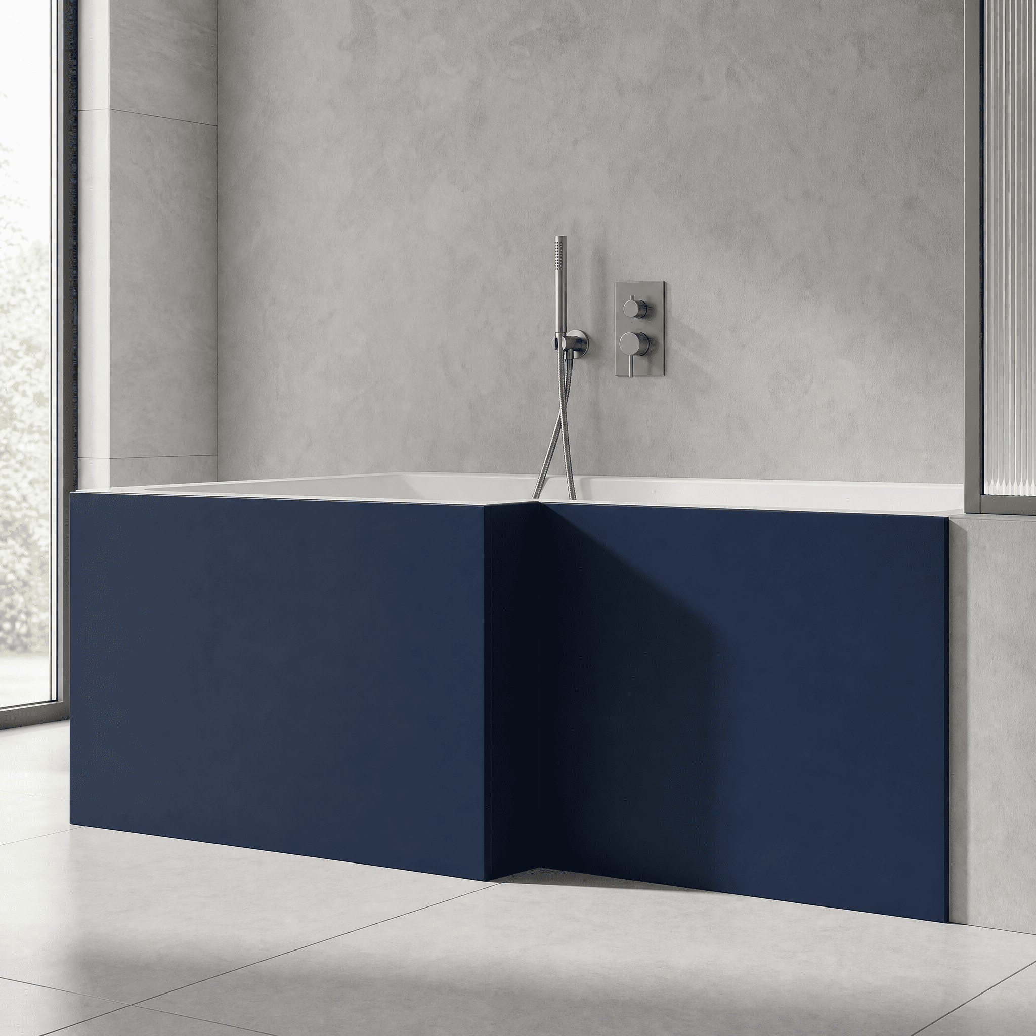 Crosswater L-Shaped Square Shower Bath Front Panel - 1700mm