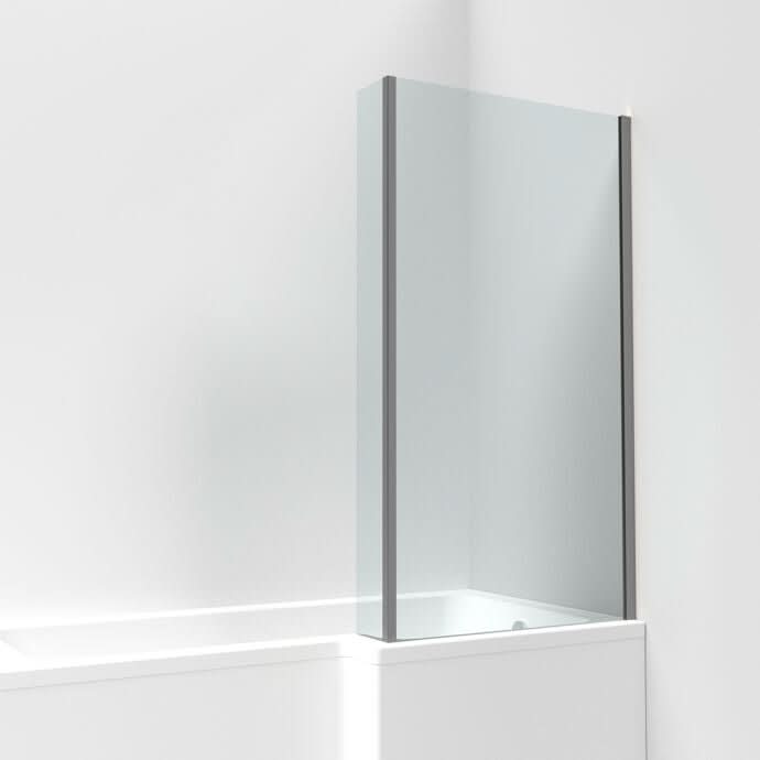Square Bath Screen with Fixed Return Panel - 1400 x 815mm - 6mm Toughened Safety Glass