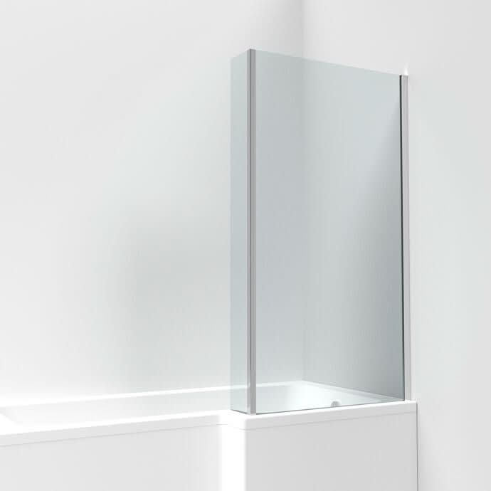Square Bath Screen with Fixed Return Panel - 1400 x 815mm - 6mm Toughened Safety Glass