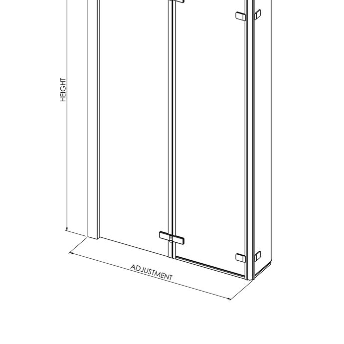 L-Shaped Double Hinged Bath Screen - 1400 x 812mm - 6mm Toughened Safety Glass - Chrome