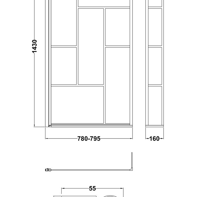 Aspen 6mm Abstract Glass Bath Screen - 1430mm x 795mm - Matt Black
