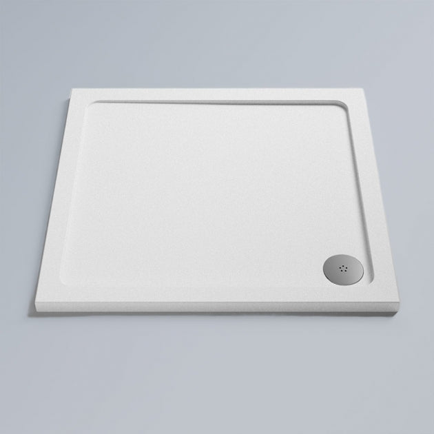 Bibe Slip Resistant Slimline Square Shower Tray - Gloss White