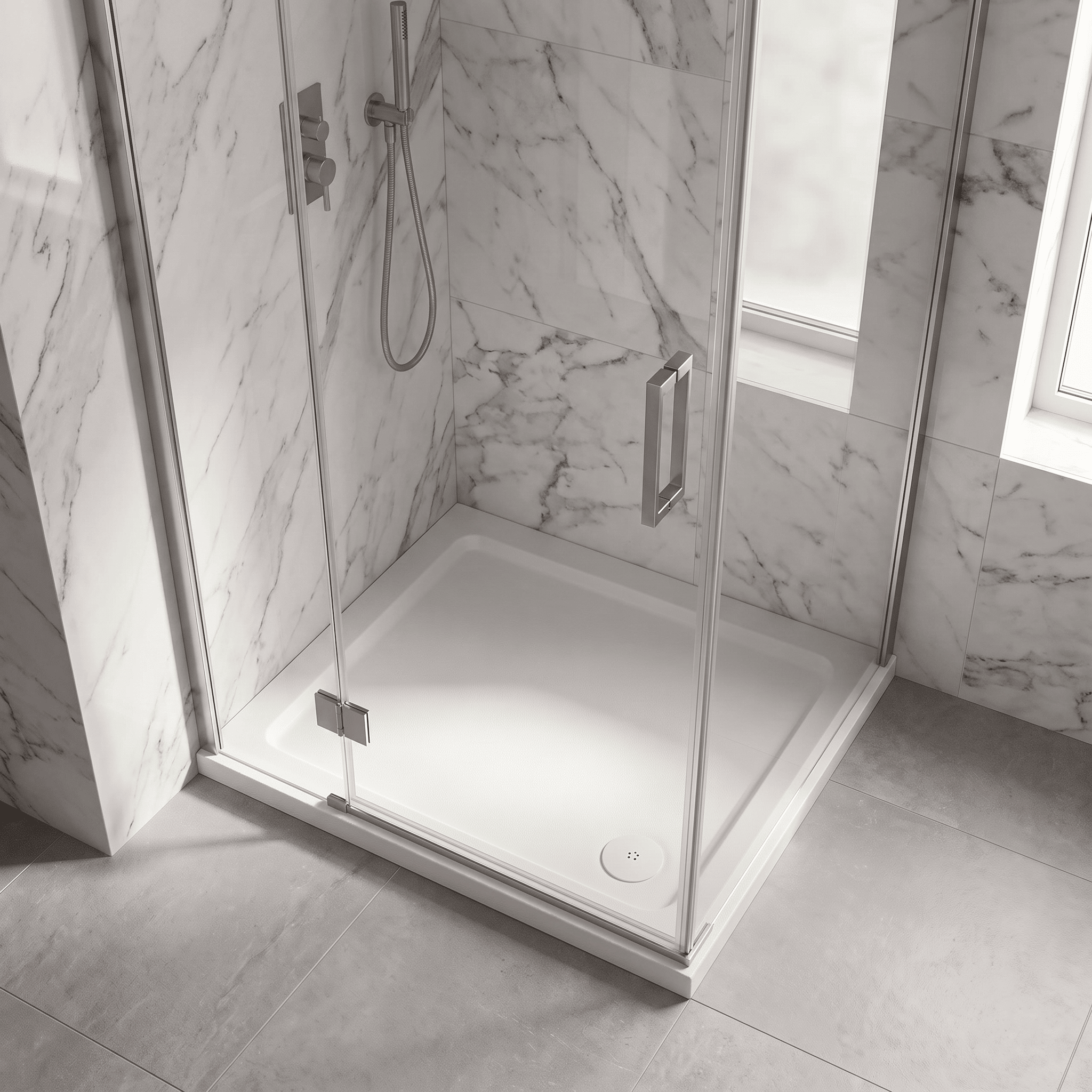 Bibe Slip Resistant Slimline Square Shower Tray - Gloss White