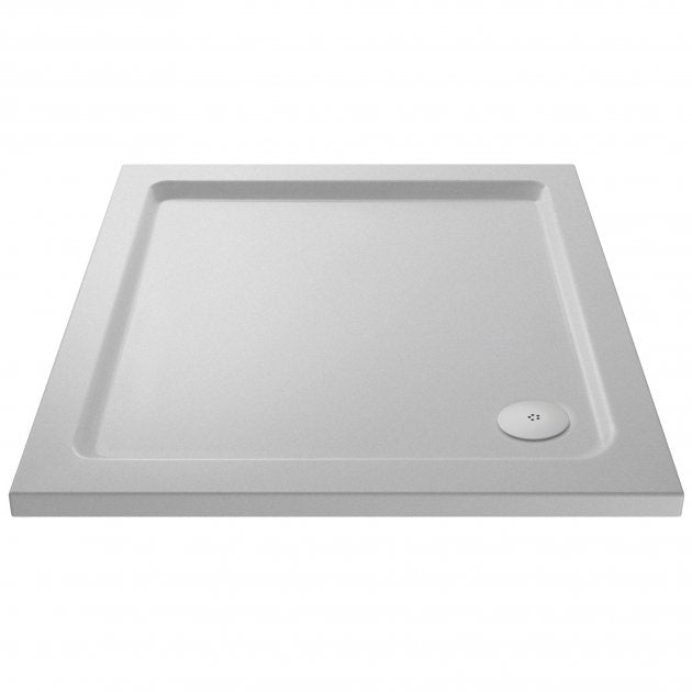 Bibe Slip Resistant Slimline Square Shower Tray - Gloss White