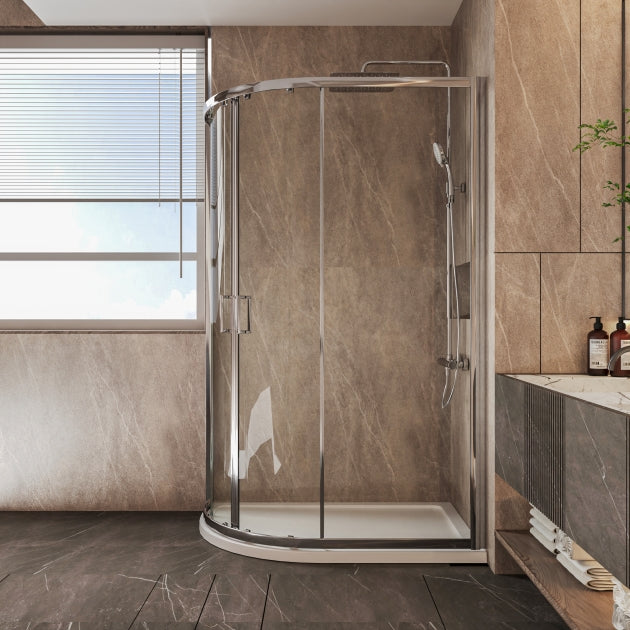 Alex Slip Resistant Slimline Offset Quadrant Shower Tray - Gloss White