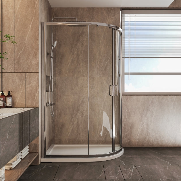 Alex Slip Resistant Slimline Offset Quadrant Shower Tray - Gloss White